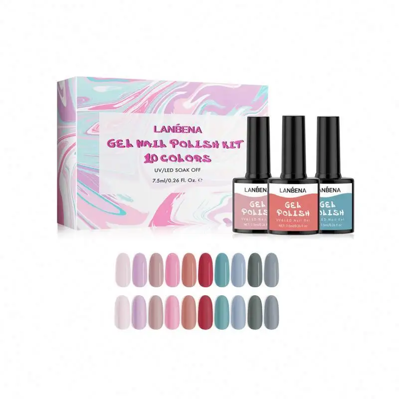 Lanbena Wholesale Easy Application Environmental Healthy Gel Nail Polish 10 Color Kit