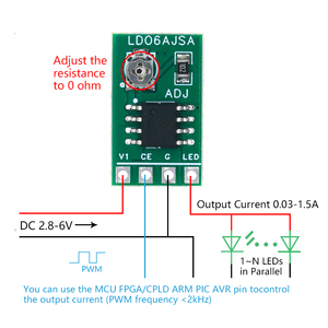 30-1500MA Driver LED a corrente costante regolabile DC 3.3V 3.7V 4.2V 5V PWM scheda di controllo Buck modulo di potenza - Product Image 5