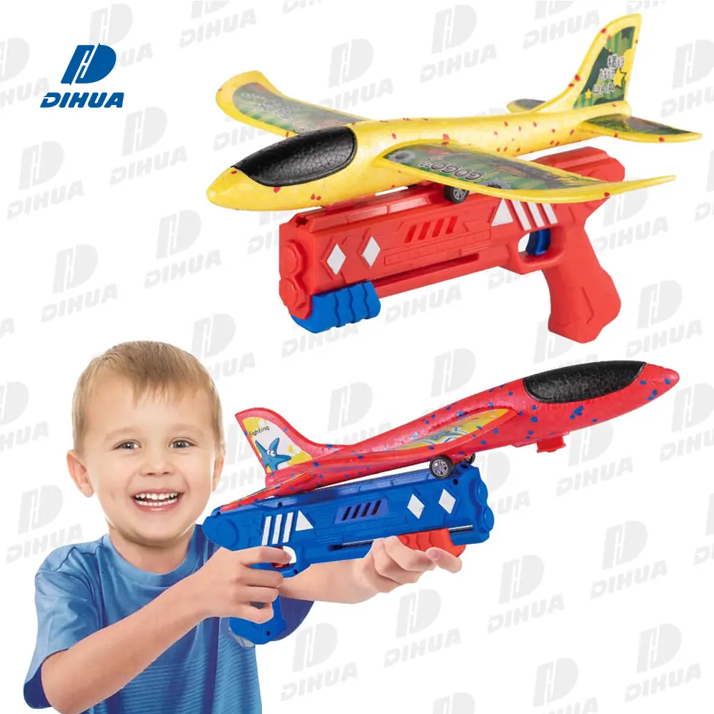 Pistola lancio aereo giocattolo schiuma aliante catapulta aereo pistola lanciatore tiro aereo giocattolo catapulta giochi all'aperto per i bambini