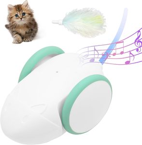 Robot fare kedi oyuncak akıllı algılama hareketli elektrikli otomatik kedi fare oyuncak ile LED ışık değiştirilebilir tüy USB şarj edilebilir - Product Image 1