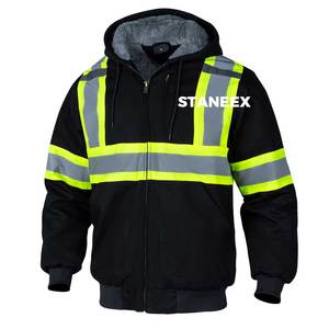 Osha mùa đông nặng nhiệm vụ lông cừu áo vải không thấm nước vỏ màu đen mui xe an toàn khả năng hiển thị cao Logo tùy chỉnh - Product Image 3