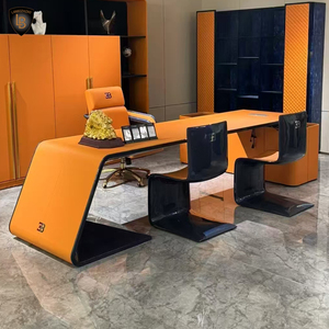 Moderner italienischer Luxus-Präsident-Schreibtisch High-End-Holz leder Hochwertiger <span class=keywords><strong>Computer</strong></span> tisch für Boss Manager-Bürogebäude