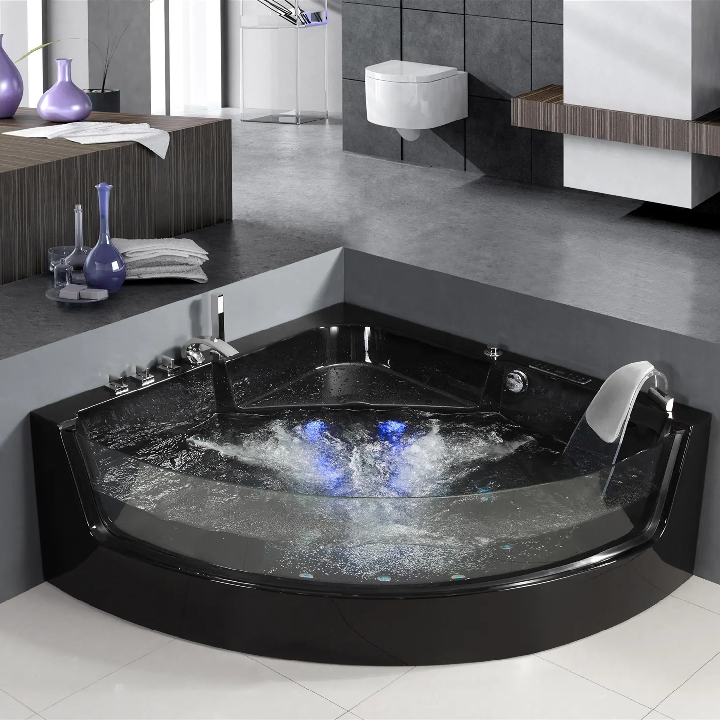 large brand new black corner hot sector acrylic whirlpool massage bath tubs for sale
