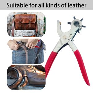 6 Size <strong>Revolving</strong> Leather Hole Puncher DIY Leathercraft Repair Tool with Ruler Deburring File for Belts &amp; Straps Hand Tool - Product Image 3