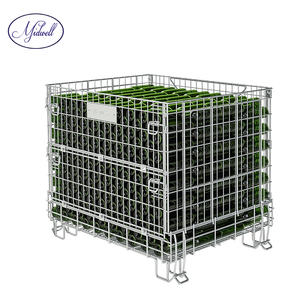 Contenedor de malla de jaula de acero de almacenamiento plegable de tamaño personalizado gran capacidad de carga con caja de hojas de PP tipo de producto - Product Image 4