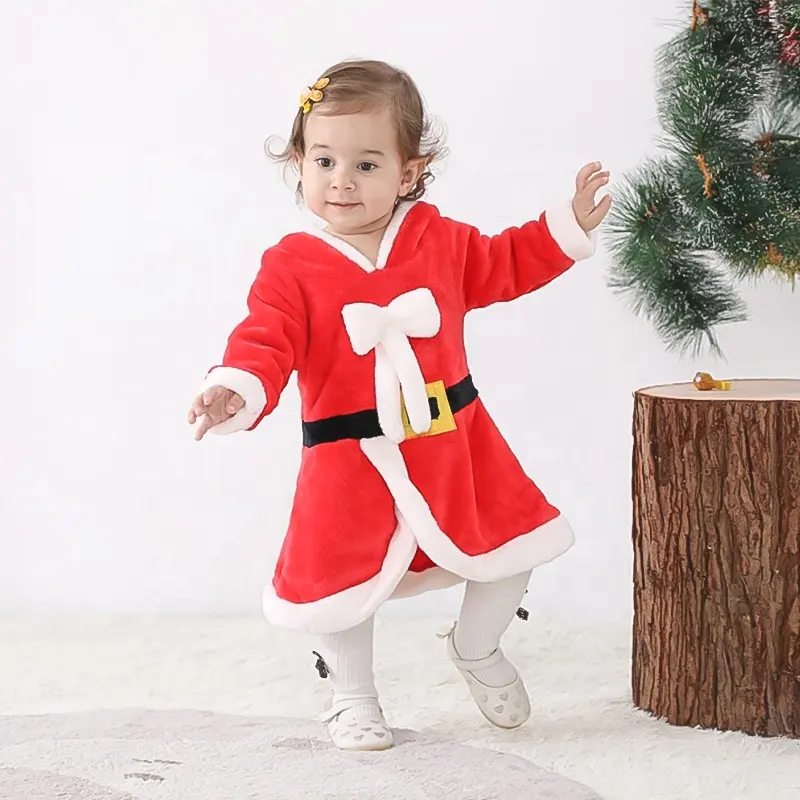 Primera clase calidad niños pequeños Santa disfraz princesa falda vestido de Navidad para niña