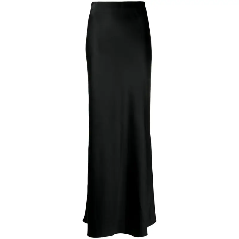 Falda de seda 2024 100% para mujer, faldas lápiz negras, Boutique de satén de seda, fabricantes, falda larga con cintura elástica personalizada