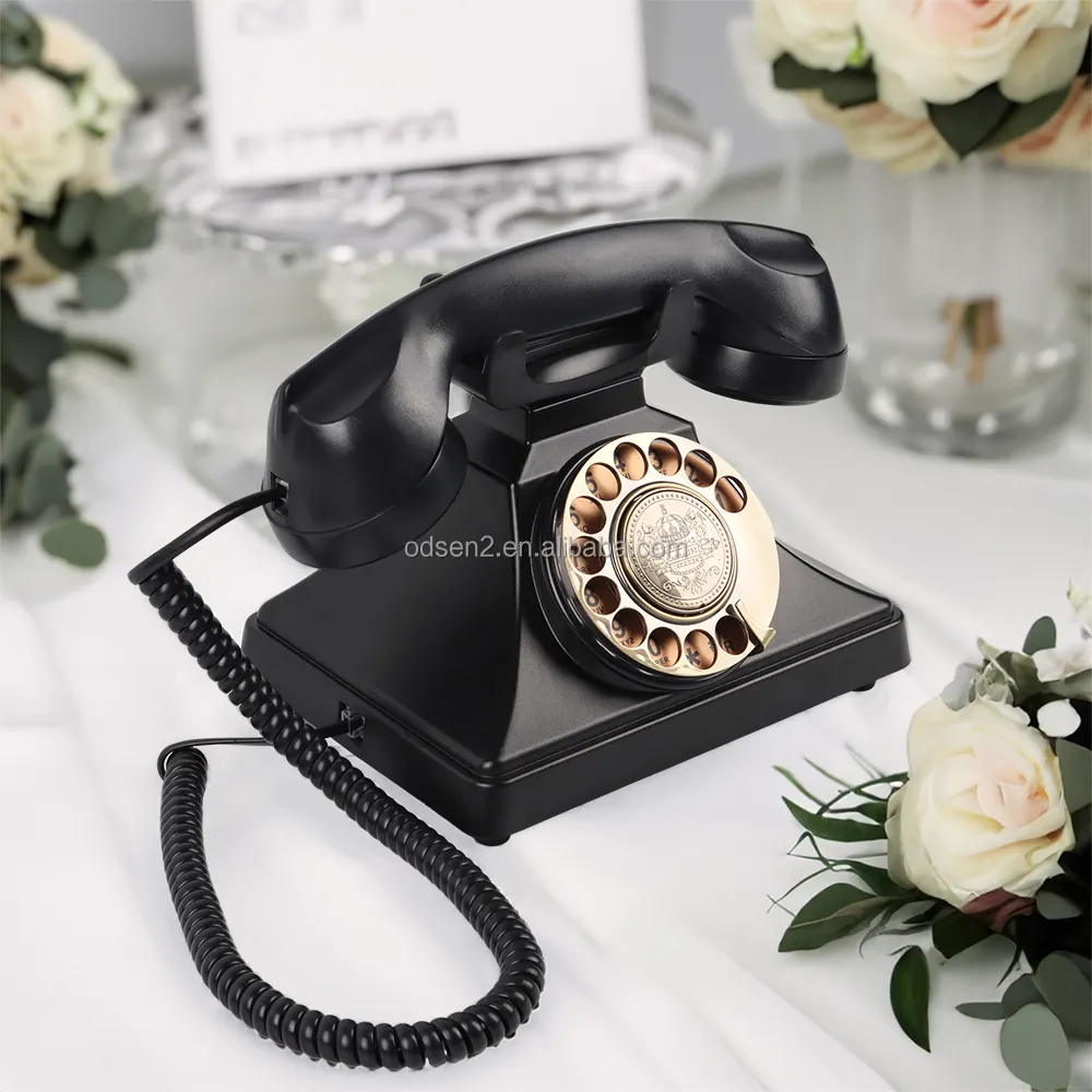 Telefono di registrazione rotativo vecchio stile di colore nero di ultimo disegno per il telefono del libro degli ospiti Audio di Design antico di nozze