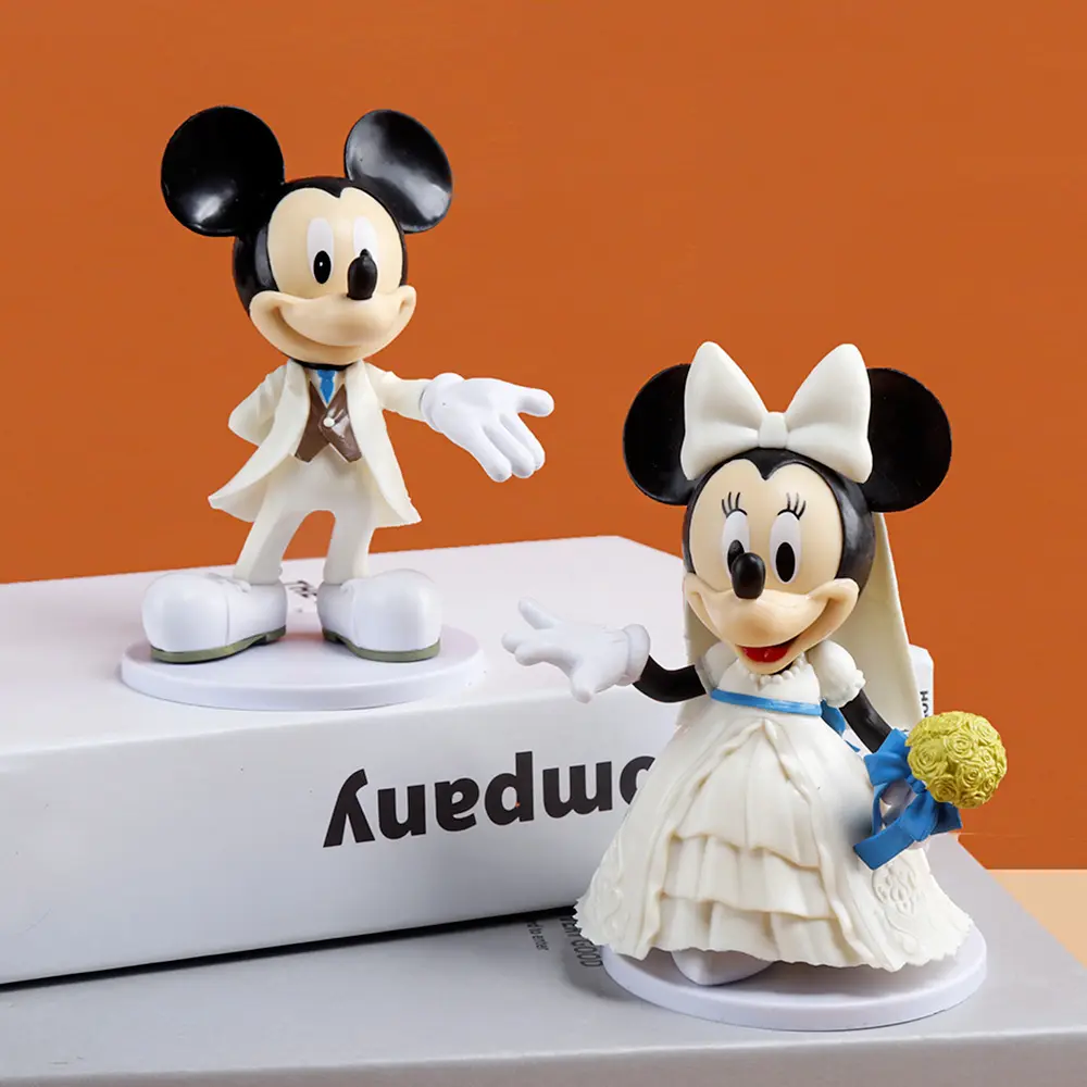 2 unids/set Mickey y Minnie Modelo figura dibujos animados boda coche Decoración Para amantes regalo