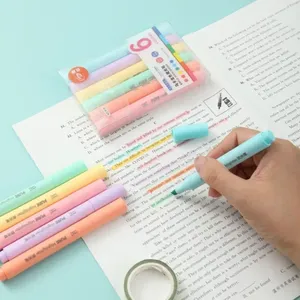 马卡龙彩色笔创意三角杆学生软头绘制记号笔荧光笔 - Product Image 2
