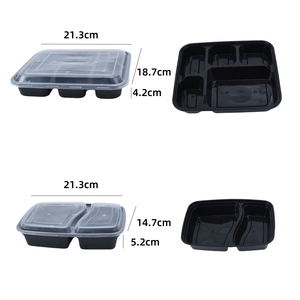 กล่องข้าวพกพาพลาสติกแบบใช้แล้วทิ้งกล่องเบนโตะ2ช่องมีฝาปิด - Product Image 4