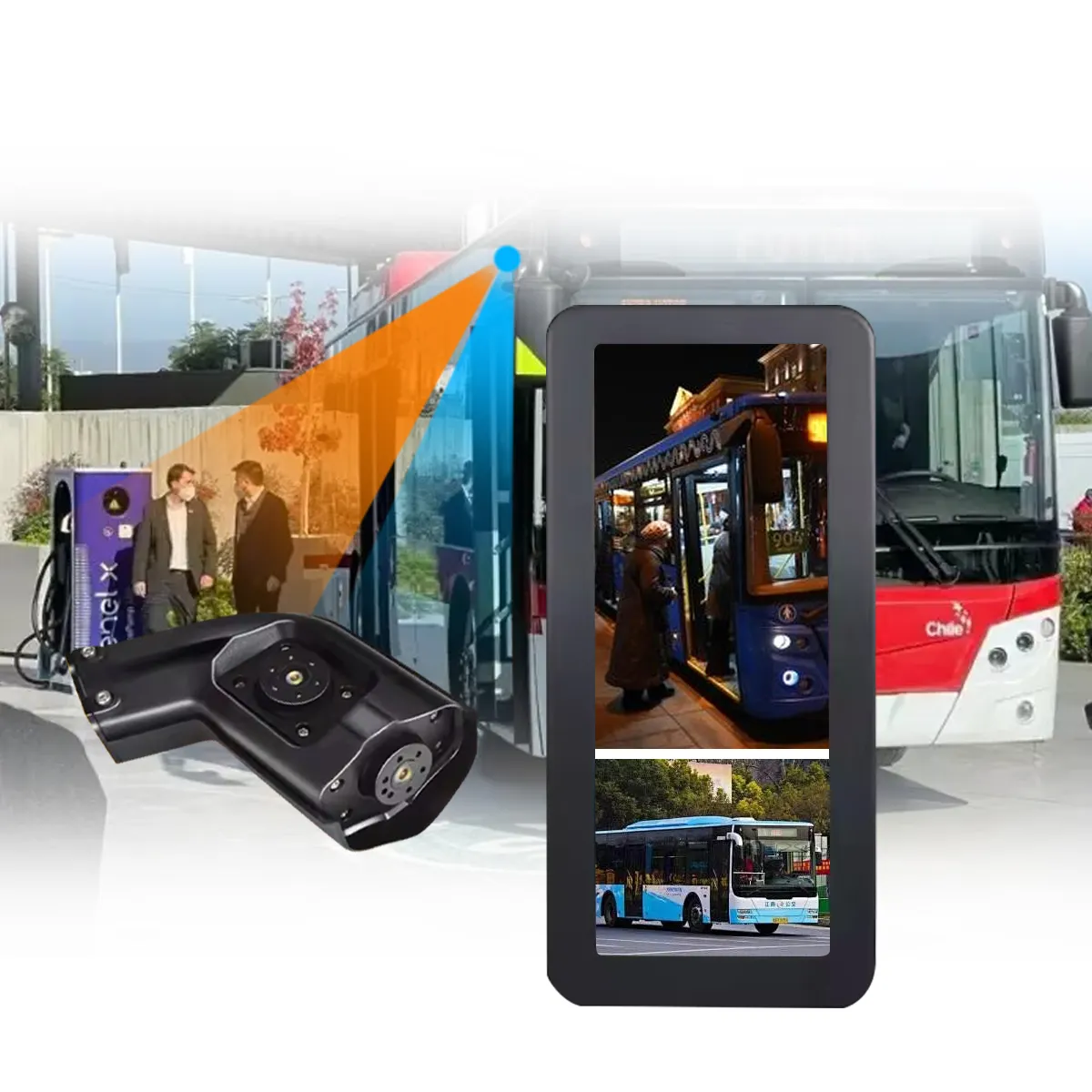 YWX 12,3 pulgadas HD Monitor de visión trasera electrónico doble lente doble cámara de visión lateral ciega espejo lateral de autobús para coches
