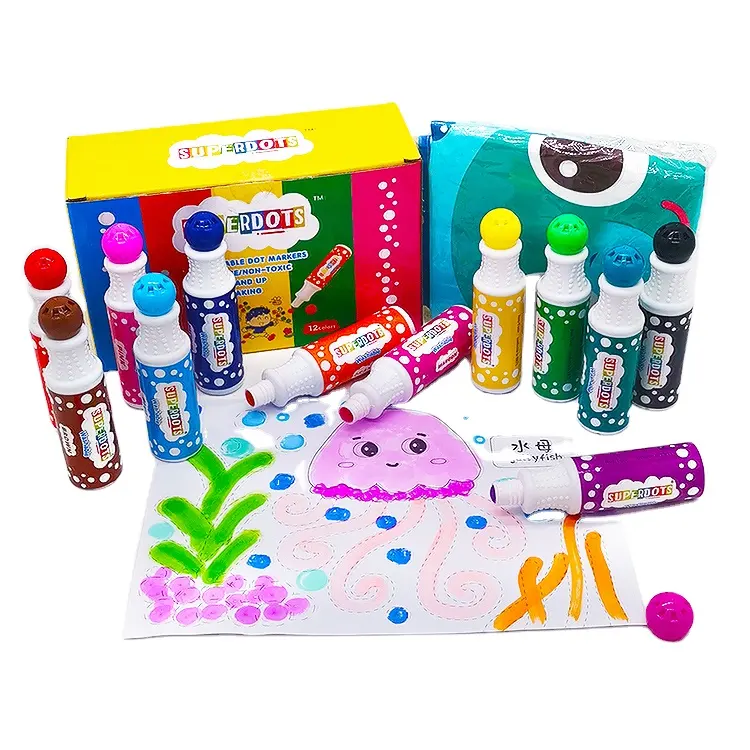 Brinquedo de bingo para crianças, itens para educação infantil, 12 cores, não-tóxico, brinquedos de escrita criativa para manequim