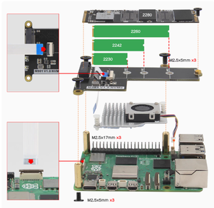 Raspberry Pi開発ボード5PI5 PCIeからM.2 NVMe M.2 SSDシールドM901金属ハウジングラジエーター電源付き - Product Image 4