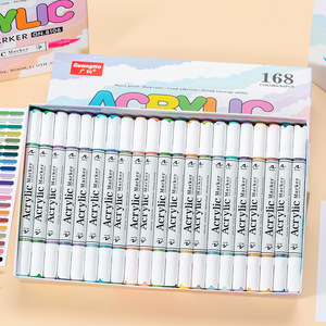 ปากกาอะคริลิคหัวคู่ปลายอ่อน60 120 168ปากกาศิลปะวางซ้อนกันได้สีไม่โปร่งใส - Product Image 5