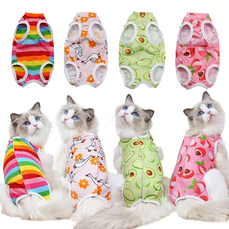 Gran oferta de ropa para mascotas, cirugía para gatos en interiores, heridas abdominales quirúrgicas, ropa de recuperación para mascotas para gatos después de la esterilización, traje de pijama