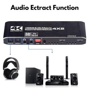 Conmutador HDMI Matrix 4K 4x2 4 en 2 Out HDMI2.0b, divisor + Salida de Audio óptica y L/R, EDID con control remoto - Product Image 3