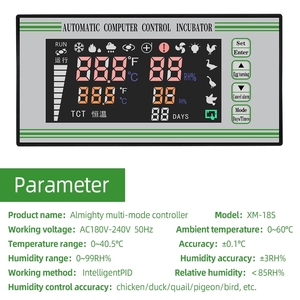 Sistema di controllo multifunzionale automatico completo del termostato dell'incubatore di controllo del computer del regolatore dell'incubatrice dell'uovo XM-18S