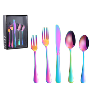 Low MOQ 20 Piece Stainless Steel Multicolor Titanium Colorful Plated <strong>Flatware</strong> Set with Colorful Cutlery Set Service for 4 - Product Image 1