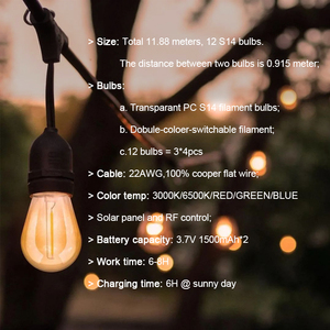 Multicolor Rgb Solar Powered Led Outdoor <strong>Color</strong> Changing <strong>String</strong> <strong>Lights</strong> for Home Decor - Product Image 4