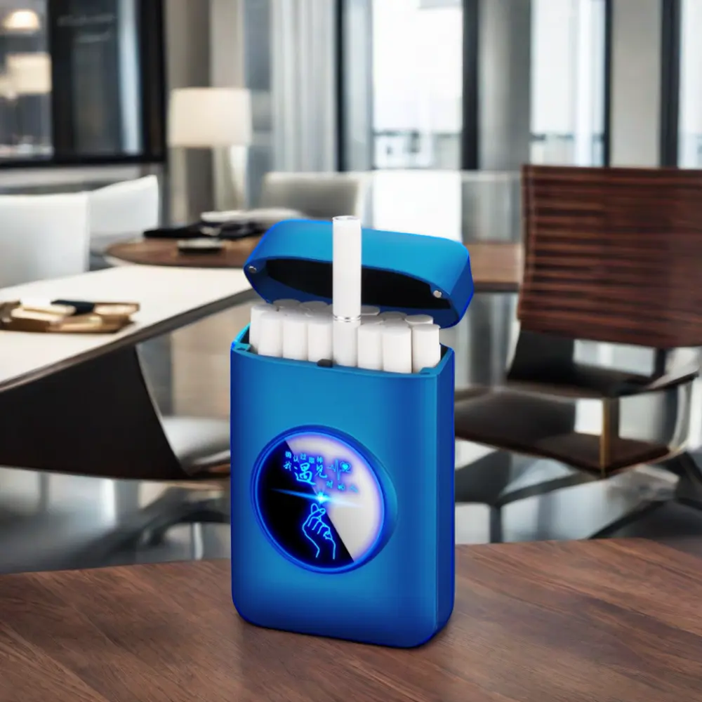 Briquet anti-pression créatif Boîte à cigarettes personnalisée avec écran couleur Boîte à cigarettes avec allume-cigare