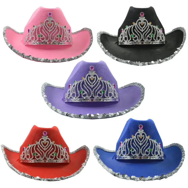 Iriserend Holografisch Feest Voor Volwassenen Is Voorstander Van Cowboyhoeden, Leuke Cowgirl-Feestartikelen Voor Vrouwen In Metallic Kleuren