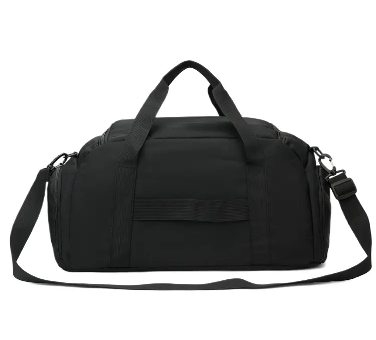 Bolsas de mano náuticas negras Deporte Logotipo impreso personalizado 45l Mujeres Hombres Gimnasio Deportes Duffle Con zapatos Bolsa de fitness de viaje