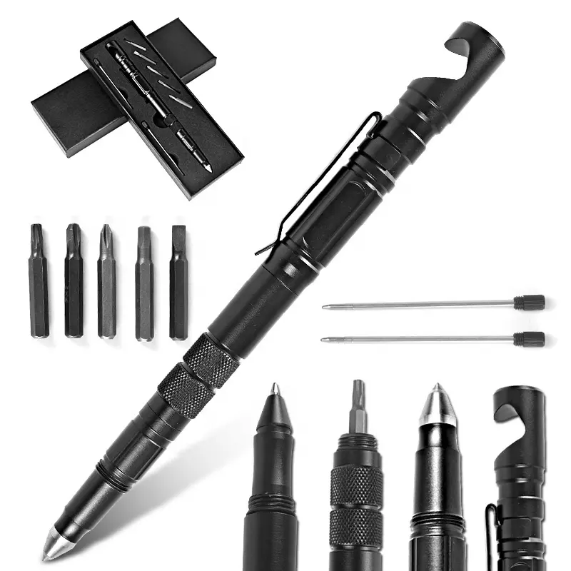 Professional Tactical Pen with Tungsten Head Glass Logo Metal 0.7 Mm Ballpoint Banner Pen