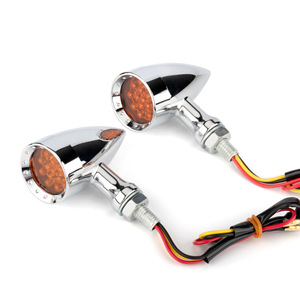 レトロクロームシルバーLEDターンシグナルライト12Wパワーレトロオートバイアクセサリー弾丸ドリルポイント照明システム