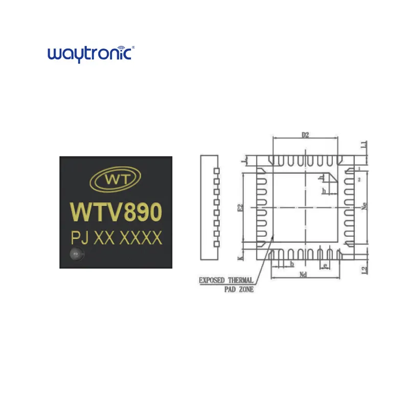 WTV380-32N Mini Chip di controllo vocale IC dispositivo vocale programmabile personalizzato Chip registratore musicale con capacità vocale 120s- 890s