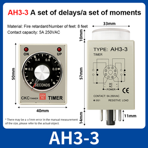 Time Relay AH3-3 8-contact 5A Power on Delay <strong>Timer</strong> 1-60M AH3-2 AC110V AC220V AC380V DC24V DC12V - Product Image 6