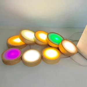 מפעל 6/8/10 ס "מ 3d עץ הוביל אור לילה לעמוד סביב קישוט אקרילי עם כדור זכוכית לעיצוב חדר שינה 5 מתח קלט
