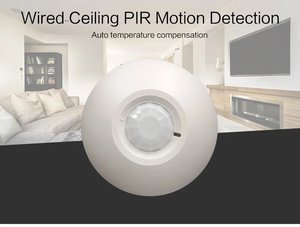 12V Detector de movimiento PIR con cable Alarma Sensor infrarrojo Detección de 360 grados Relé de instalación montado en el techo NO.NC