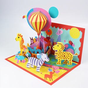 Özel Logo yaratıcı zooeland kartları kız tebrik kartı zarf selamlar için benzersiz 3d Pop Up kart - Product Image 1