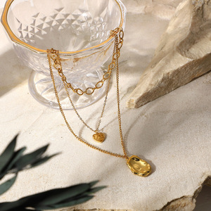 European and American Net <strong>Red</strong> Bloggers 18k Gold Titanium Steel Three <strong>Chains</strong> in One Stainless Steel Gold Necklace for Woman