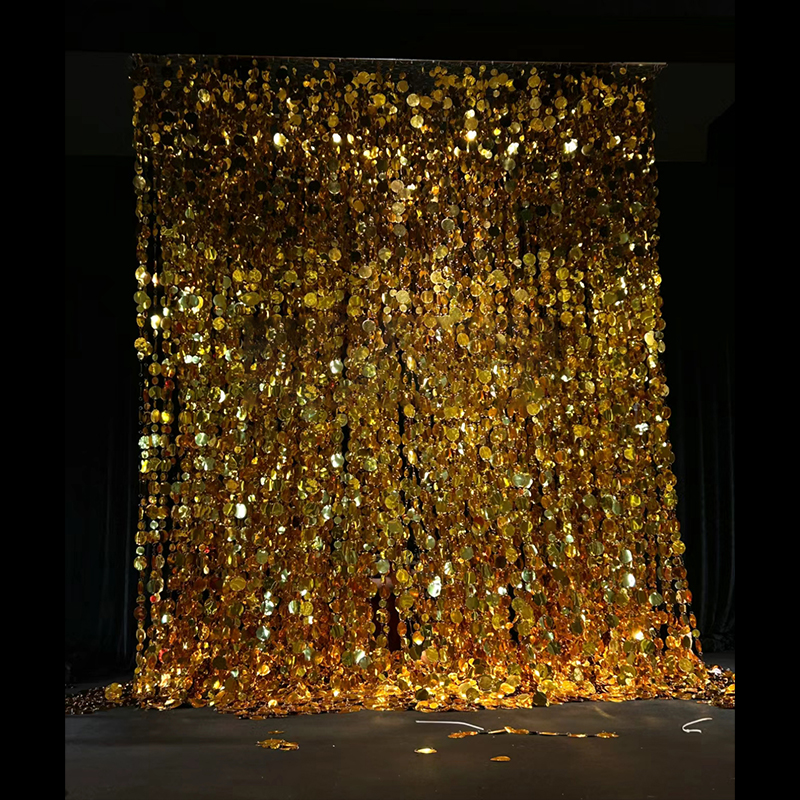 10 paillettes rondes dorées (1 m de haut)