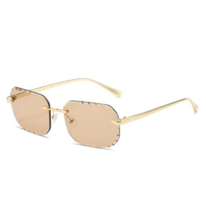 034 Óculos de Sol Quadrados Sem Aro Masculinos Cuproníquel Fashion Punk Gradiente Óculos de Sol Vintage Armação Pequena da Moda Proteção UV400 - Product Image 3