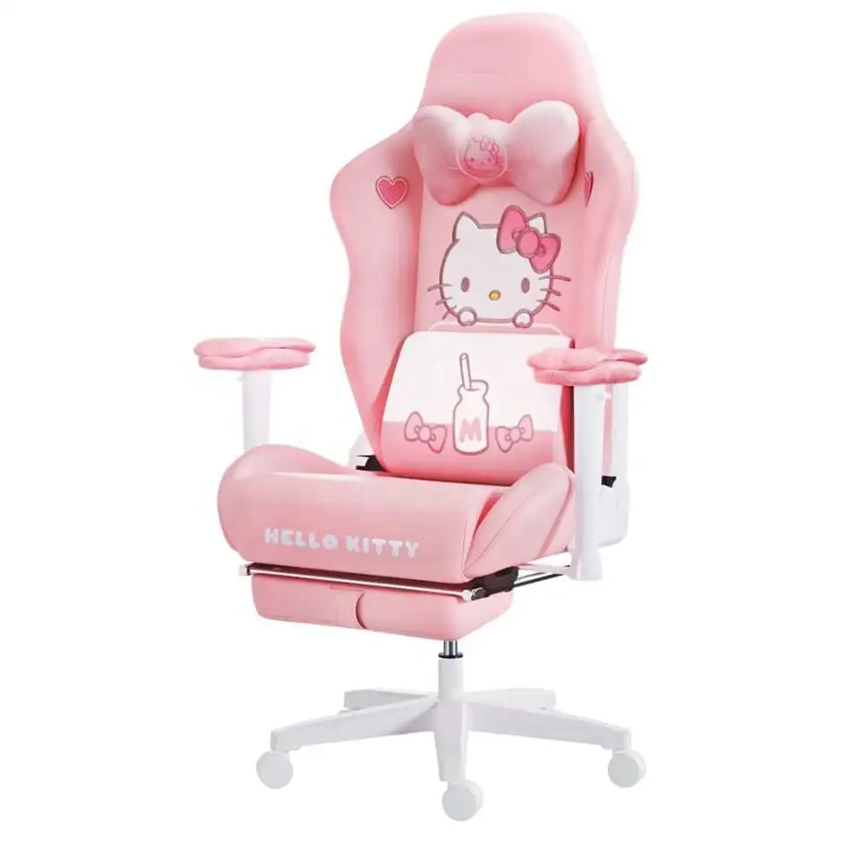 Indonesië Populaire Aangepaste Kleur Kind Roze Computer Hello Kitty Comfortabele Kussen Verstelbare Ergonomische Gaming Stoel