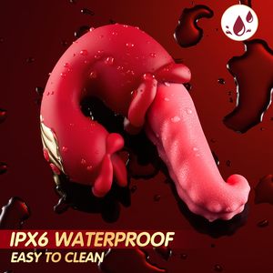 大人のパワフルなスイングセックスおもちゃリアルな大きな舌をなめるローズバイブレーターシリコーンディルド女性自慰行為者 - Product Image 6