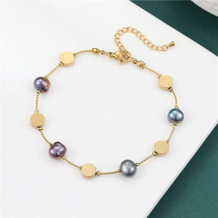 Il braccialetto di perle naturali in acciaio inossidabile hawaiano di nuova concezione non sbiadisce mai i gioielli samoani per le donne