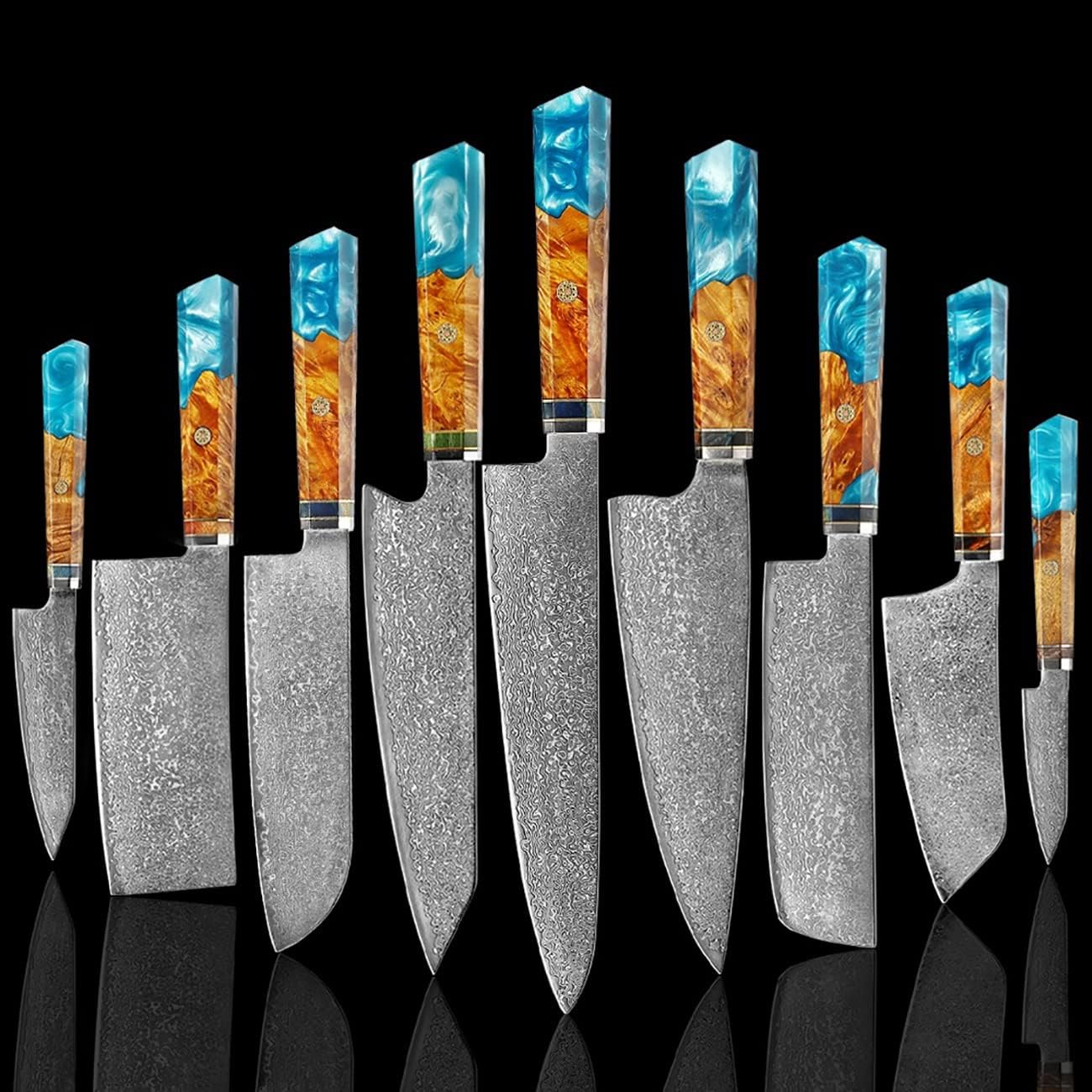 Couteau de chef bleu de 8 pouces