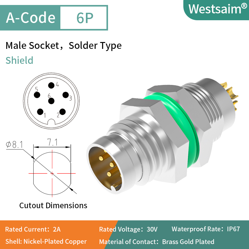 M8-A-6 male M8*0.5 shielded