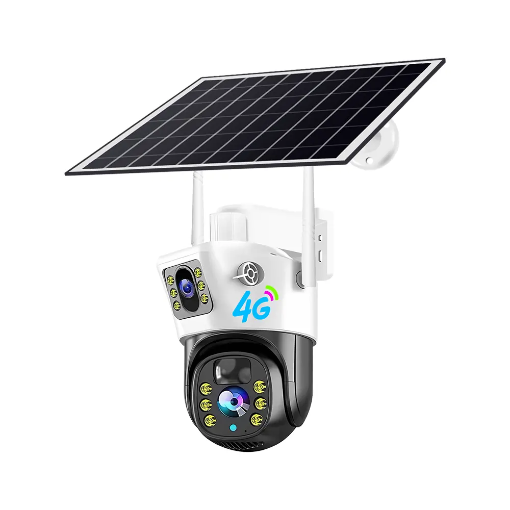 Wistino 6MP V380 Pro 4G Solar CCTV Cámara exterior 360 Color inalámbrico Visión nocturna Seguimiento automático Cámara solar