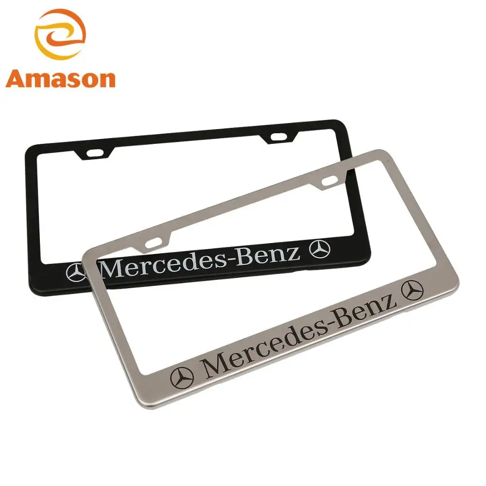 Stainless steel black US standard license plate frame with logo printing