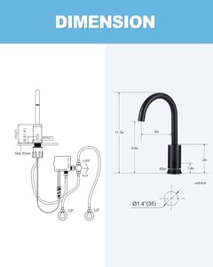 Thiết kế hiện đại y tế vòi nước tự động không có cảm biến cảm ứng rửa vòi cho bệnh viện, touchless thác nước phòng tắm vòi Matt Đen - Product Image 3