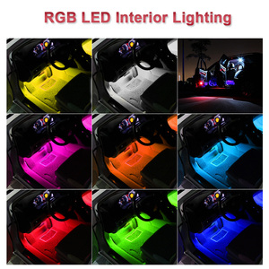 Factory OEM 4PCS 4 in 1 Interior RGB <strong>LED</strong> Strips Light Decorative Atmosphere Lamps Remote Control Cigarette Lighter USB 5V <strong>12V</strong> - Product Image 6