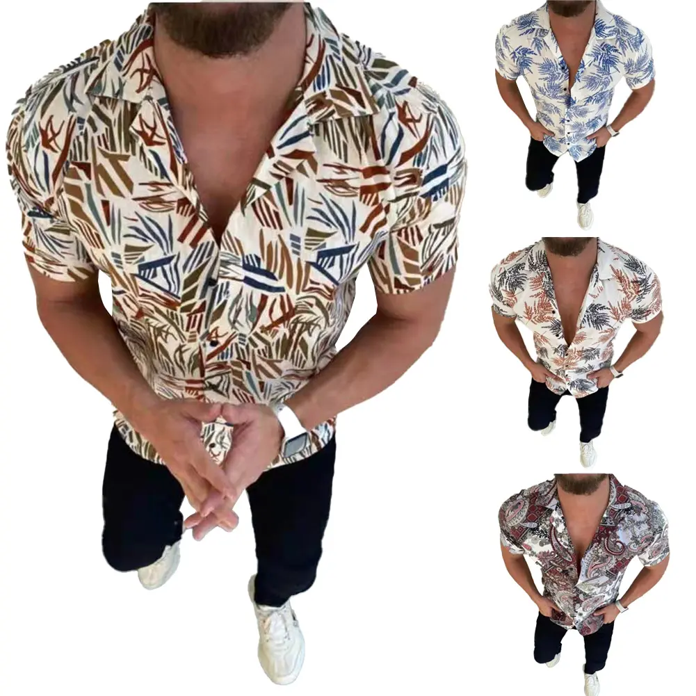 Mannen Bloemen Hawaiian Shirts Paisley Overhemd Vintage Korte Mouwen Groothandel Custom All Over Print T-shirt