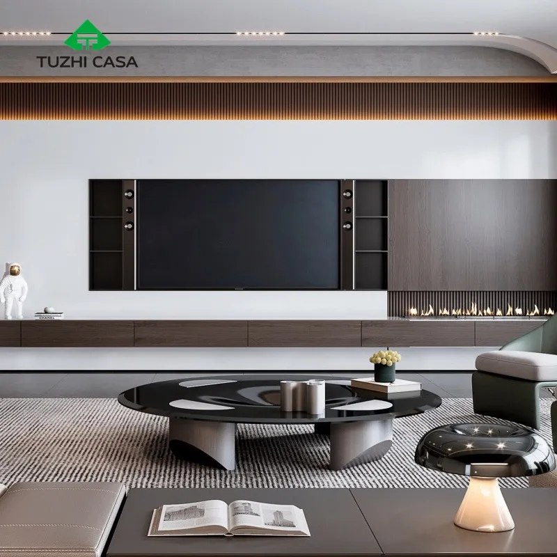 Wohnzimmer hängen 85 Zoll Möbel TV-Schrank TV-Ständer mit Couch tisch Set Lautsprecher