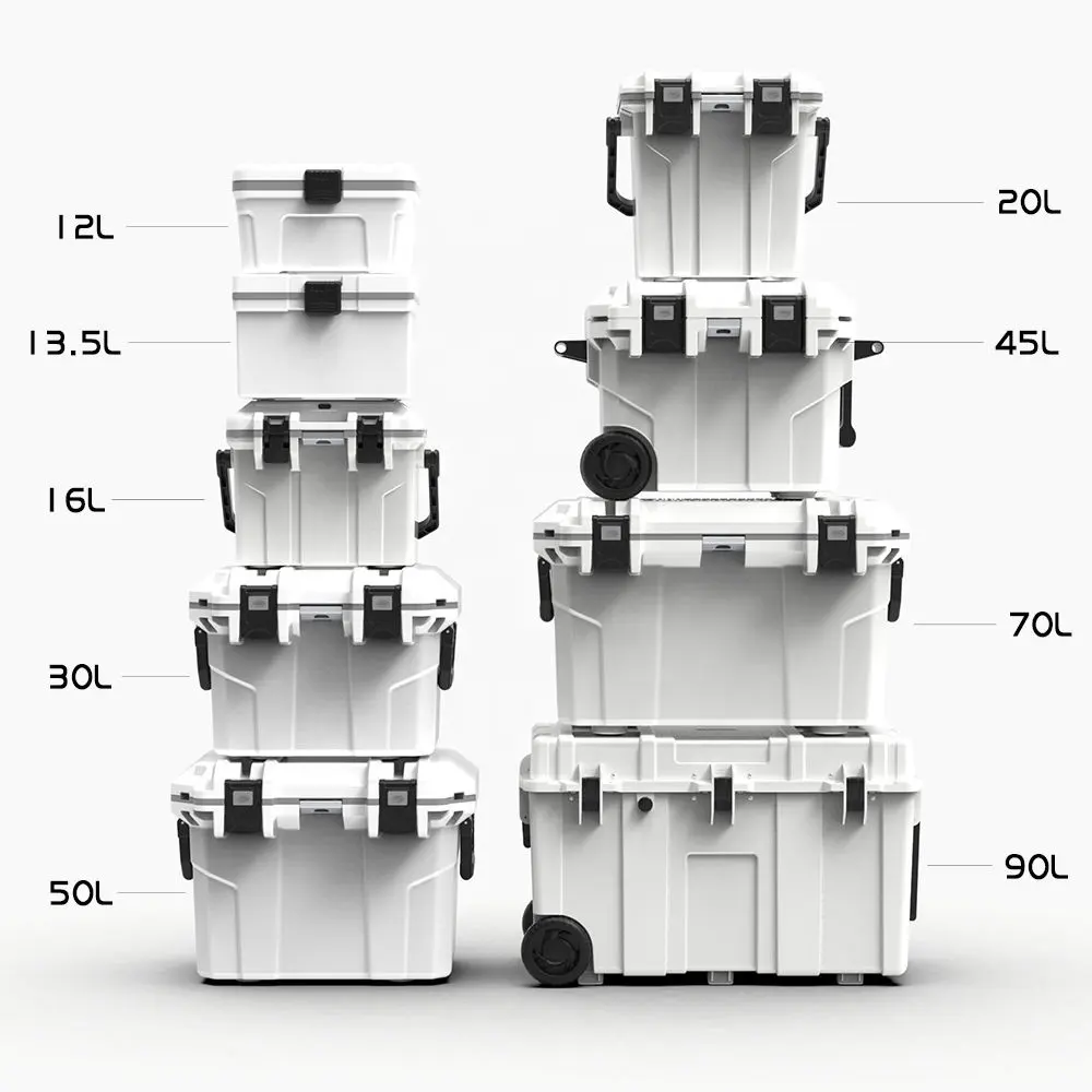 Enfriadores de inyección de suministro directo de fábrica, caja enfriadora de cofre de hielo, enfriadores portátiles con ruedas para pesca, canotaje en la playa