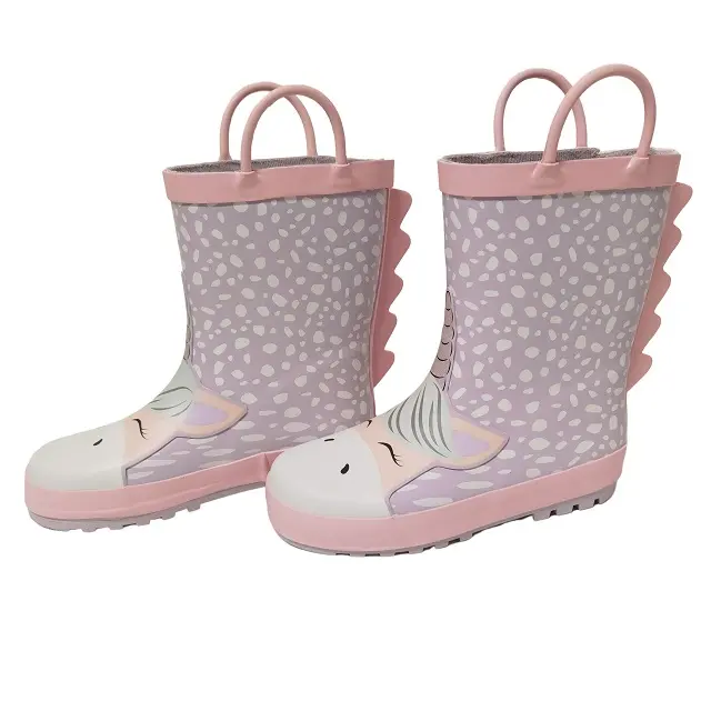 Botas de goma con diseño de unicornio para niños, botines infantiles impermeables, en oferta